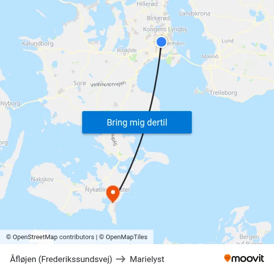 Åfløjen (Frederikssundsvej) to Marielyst map