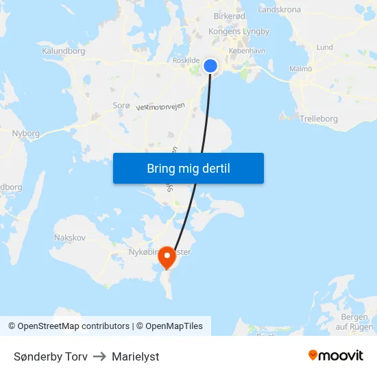 Sønderby Torv to Marielyst map