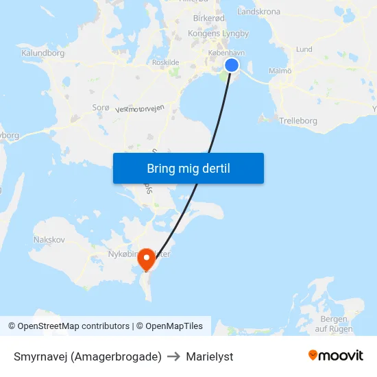 Smyrnavej (Amagerbrogade) to Marielyst map