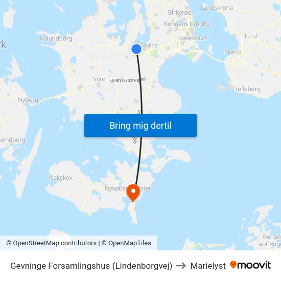 Gevninge Forsamlingshus (Lindenborgvej) to Marielyst map