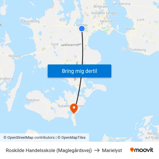Roskilde Handelsskole (Maglegårdsvej) to Marielyst map