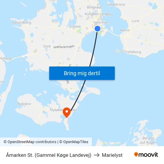 Åmarken St. (Gammel Køge Landevej) to Marielyst map