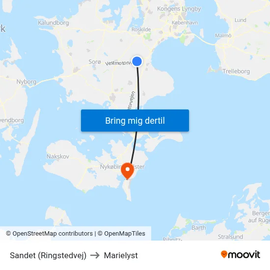 Sandet (Ringstedvej) to Marielyst map