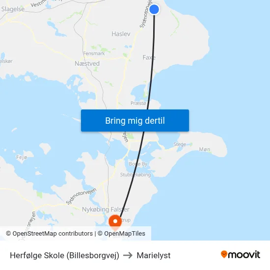 Herfølge Skole (Billesborgvej) to Marielyst map