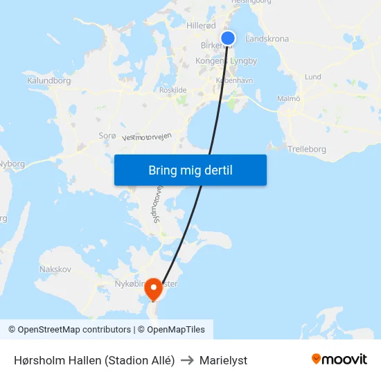 Hørsholm Hallen (Stadion Allé) to Marielyst map