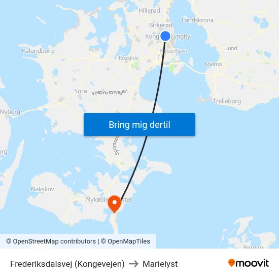 Frederiksdalsvej (Kongevejen) to Marielyst map