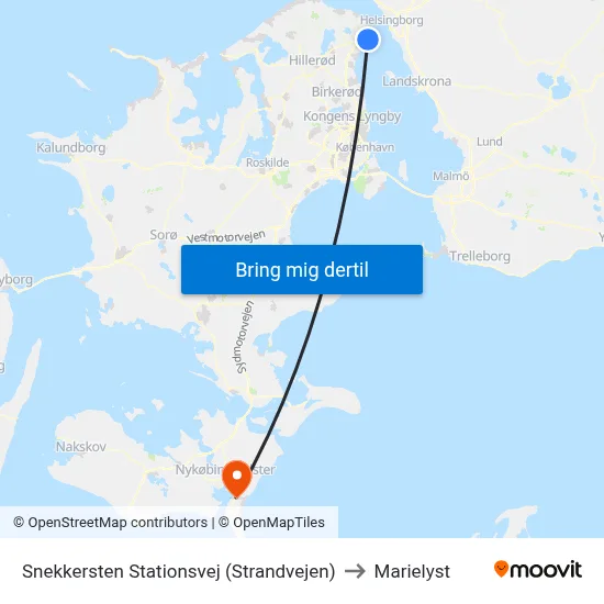 Snekkersten Stationsvej (Strandvejen) to Marielyst map