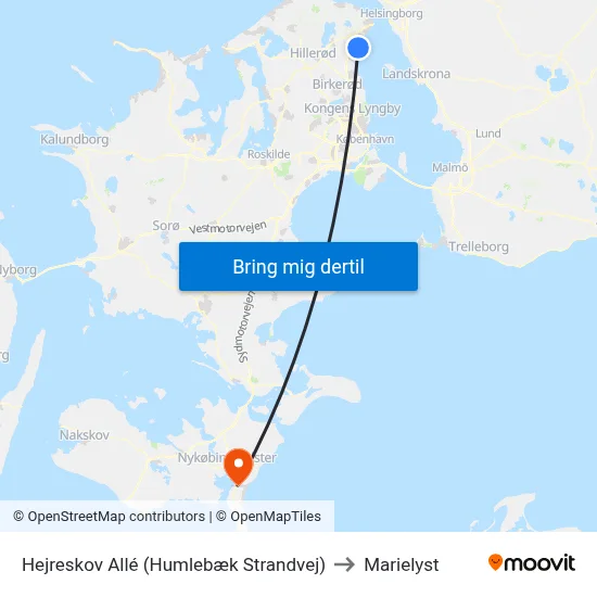 Hejreskov Allé (Humlebæk Strandvej) to Marielyst map