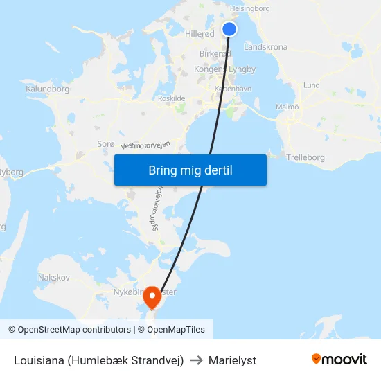 Louisiana (Humlebæk Strandvej) to Marielyst map