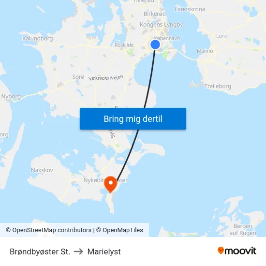 Brøndbyøster St. to Marielyst map