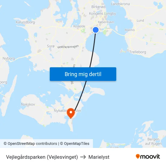 Vejlegårdsparken (Vejlesvinget) to Marielyst map