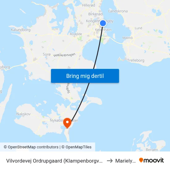 Vilvordevej Ordrupgaard (Klampenborgvej) to Marielyst map
