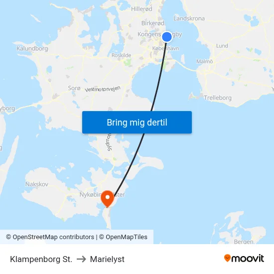 Klampenborg St. to Marielyst map