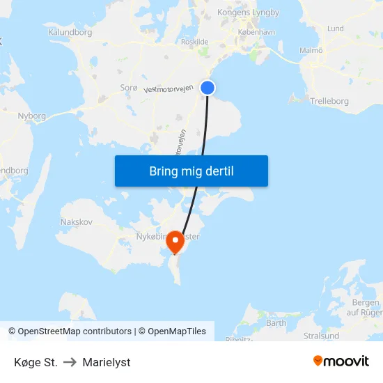 Køge St. to Marielyst map