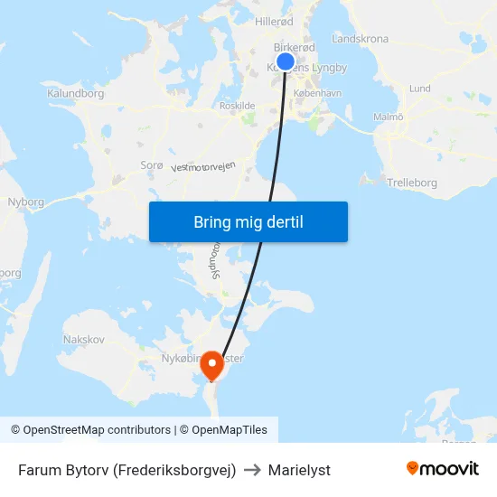 Farum Bytorv (Frederiksborgvej) to Marielyst map