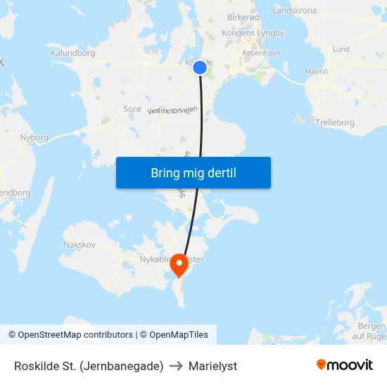 Roskilde St. (Jernbanegade) to Marielyst map