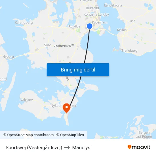 Sportsvej (Vestergårdsvej) to Marielyst map