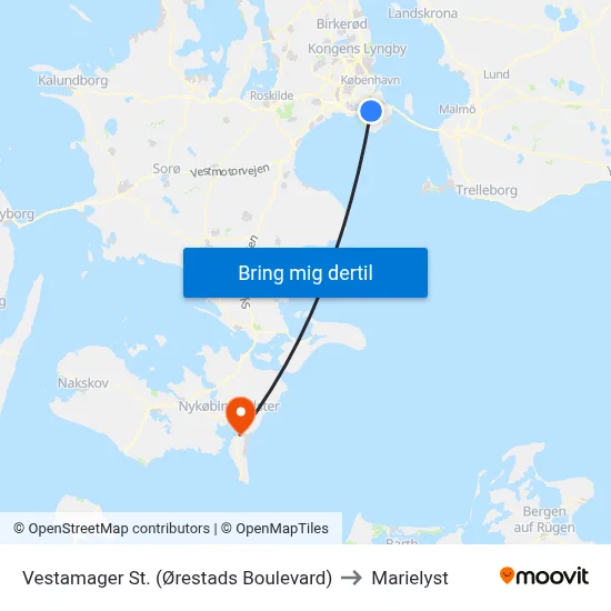 Vestamager St. (Ørestads Boulevard) to Marielyst map