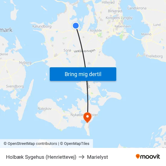 Holbæk Sygehus (Henriettevej) to Marielyst map