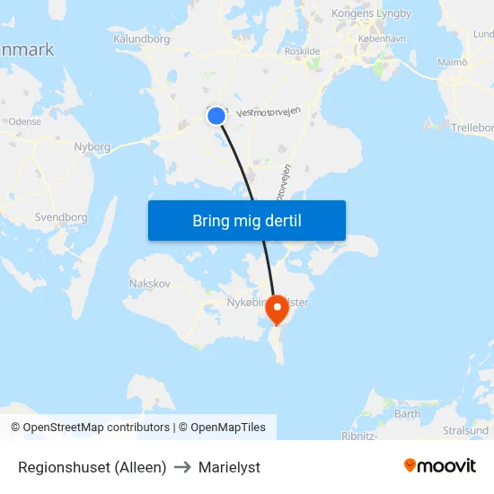 Regionshuset (Alleen) to Marielyst map