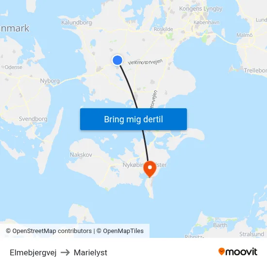 Elmebjergvej to Marielyst map