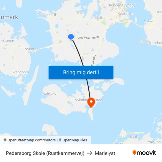 Pedersborg Skole (Rustkammervej) to Marielyst map