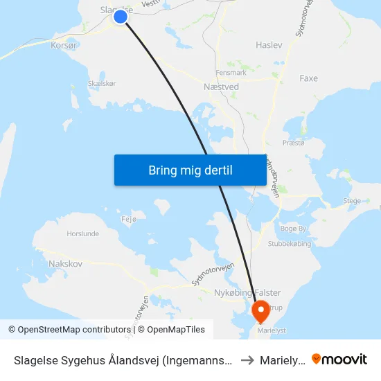 Slagelse Sygehus Ålandsvej (Ingemannsvej) to Marielyst map