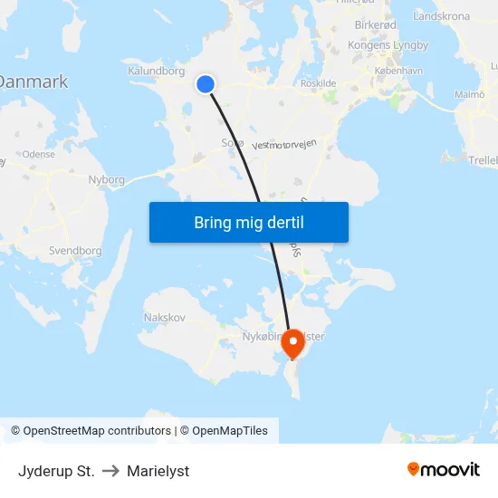 Jyderup St. to Marielyst map