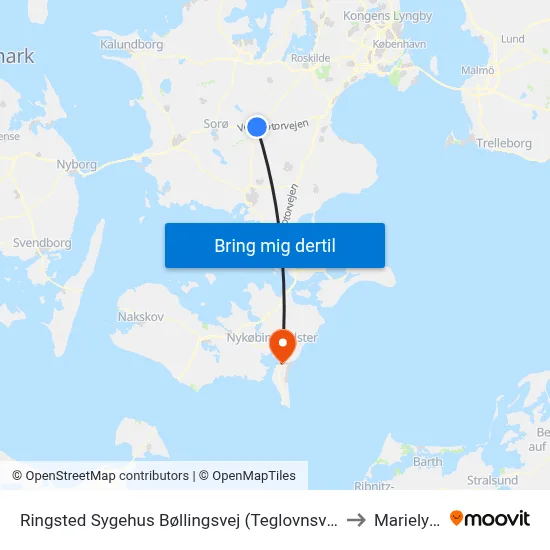 Ringsted Sygehus Bøllingsvej (Teglovnsvej) to Marielyst map