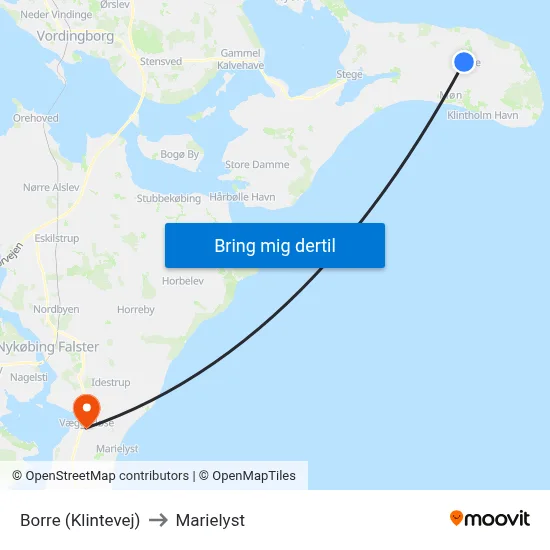 Borre (Klintevej) to Marielyst map