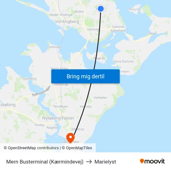 Mern Busterminal (Kærmindevej) to Marielyst map