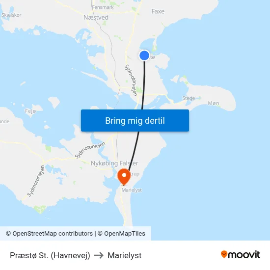 Præstø St. (Havnevej) to Marielyst map