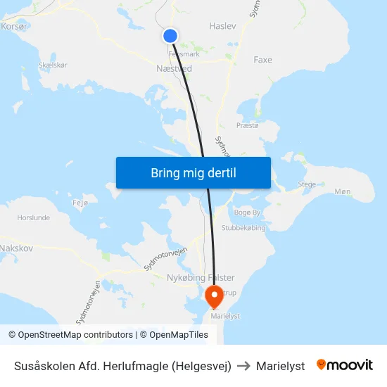 Susåskolen Afd. Herlufmagle (Helgesvej) to Marielyst map