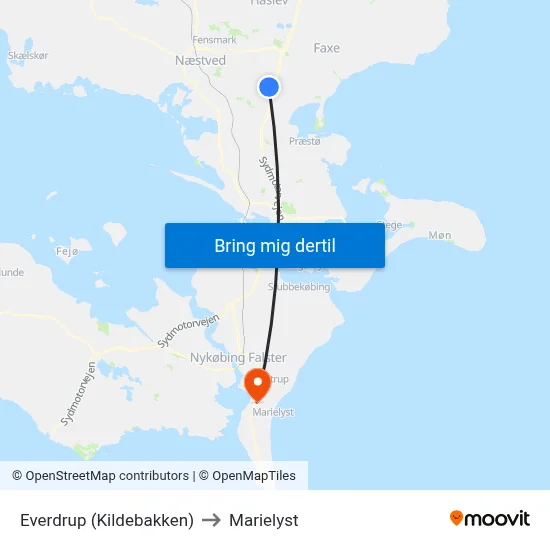Everdrup (Kildebakken) to Marielyst map