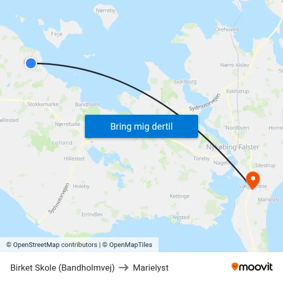Birket Skole (Bandholmvej) to Marielyst map