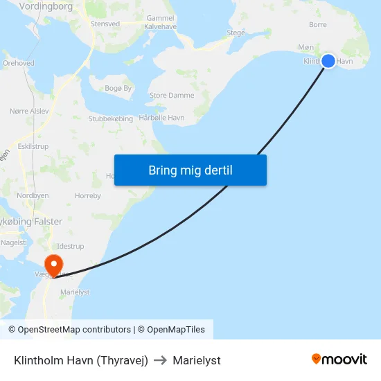 Klintholm Havn (Thyravej) to Marielyst map