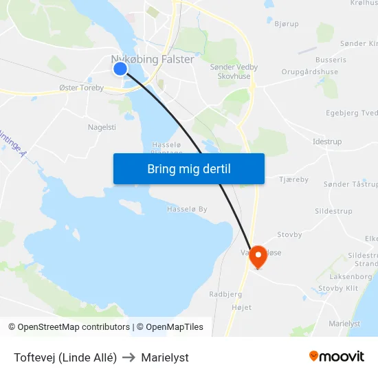 Toftevej (Linde Allé) to Marielyst map