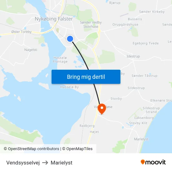 Vendsysselvej to Marielyst map