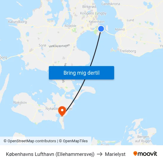 Københavns Lufthavn (Ellehammersvej) to Marielyst map