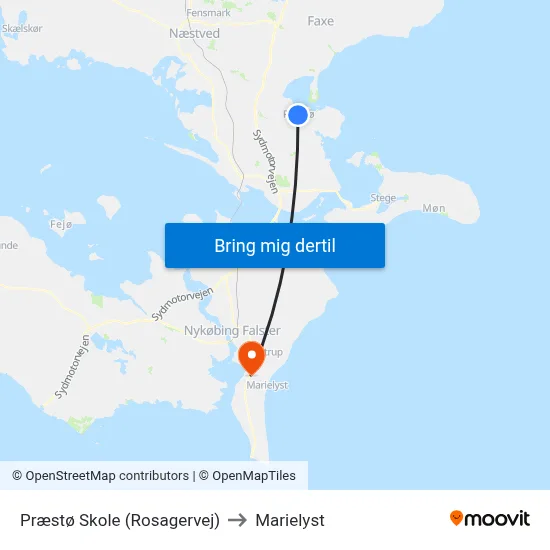 Præstø Skole (Rosagervej) to Marielyst map