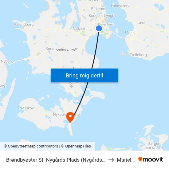Brøndbyøster St. Nygårds Plads (Nygårds Plads) to Marielyst map