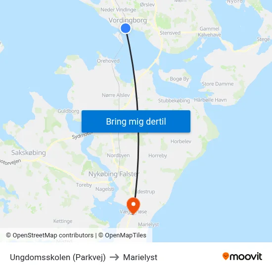 Ungdomsskolen (Parkvej) to Marielyst map