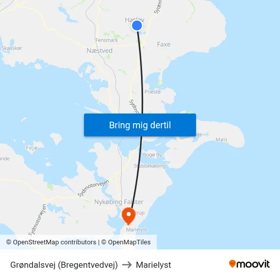 Grøndalsvej (Bregentvedvej) to Marielyst map