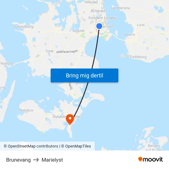 Brunevang to Marielyst map