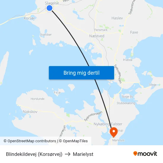 Blindekildevej (Korsørvej) to Marielyst map