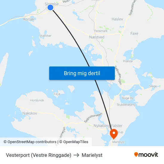 Vesterport (Vestre Ringgade) to Marielyst map