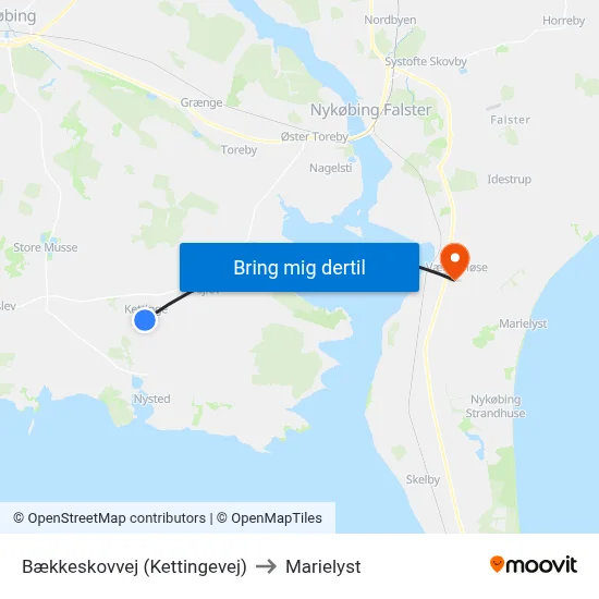 Bækkeskovvej (Kettingevej) to Marielyst map