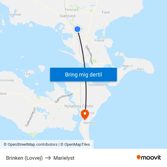 Brinken (Lovvej) to Marielyst map
