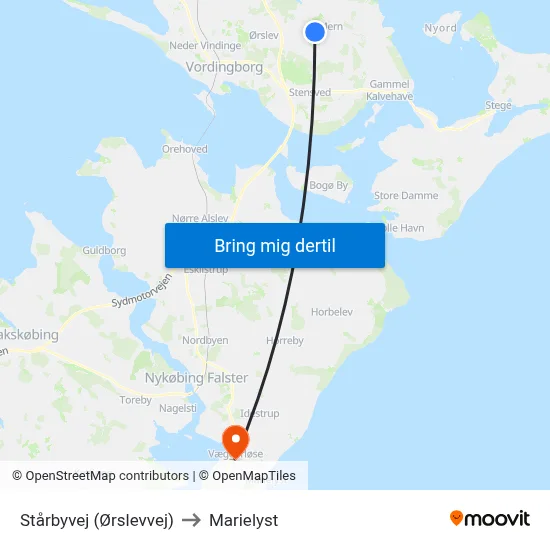 Stårbyvej (Ørslevvej) to Marielyst map