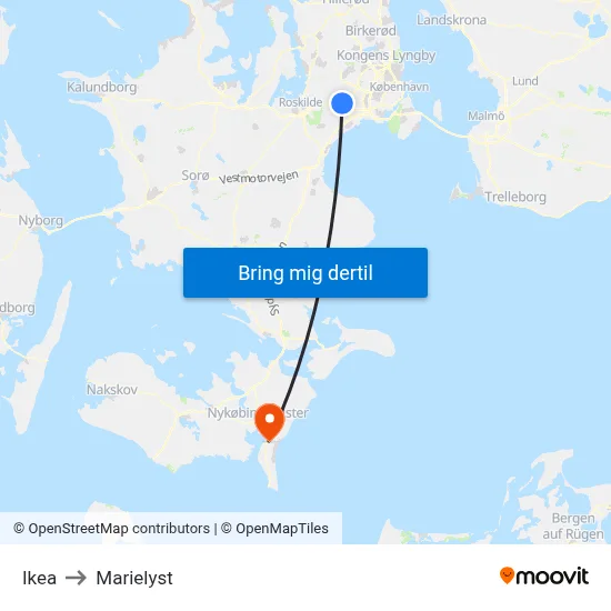 Ikea to Marielyst map